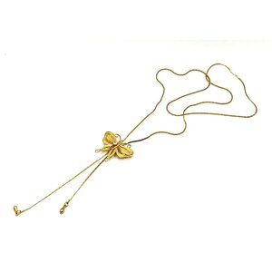 Gold-Tone Butterfly Pendant Necklace With Adjustable Slide Chain And Filigree De